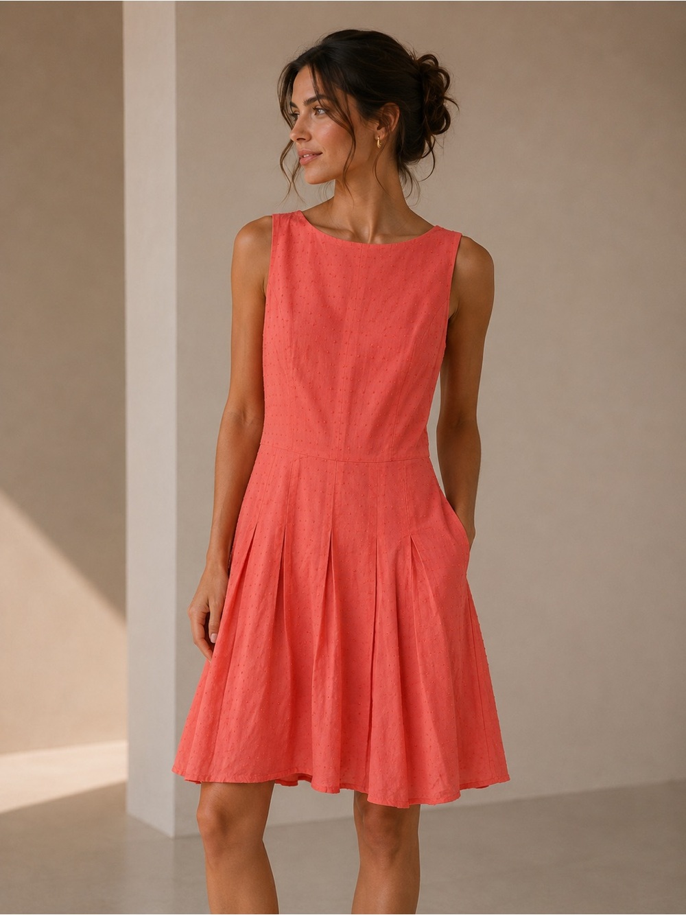 Tommy Hilfiger Coral Sleeveless Fit & Flare Dress Size 10